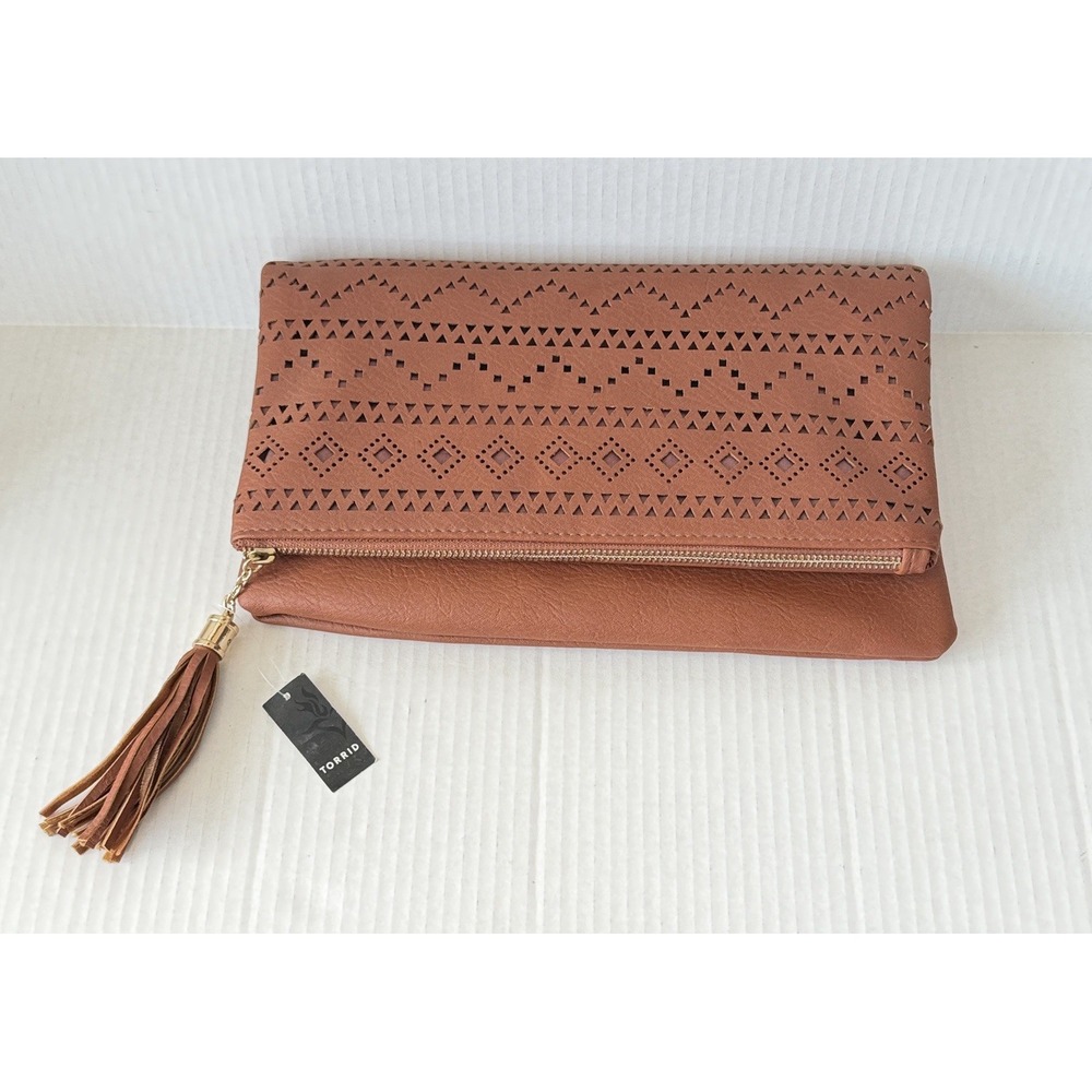 Torrid NWT Southwestern Laser Cut Foldover Clutch Crossbody Tassel Bag